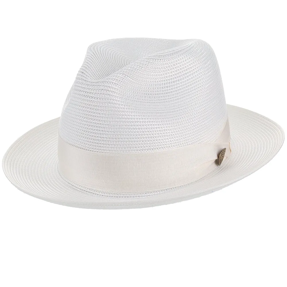 Navy Blue Straw Fedora Hat