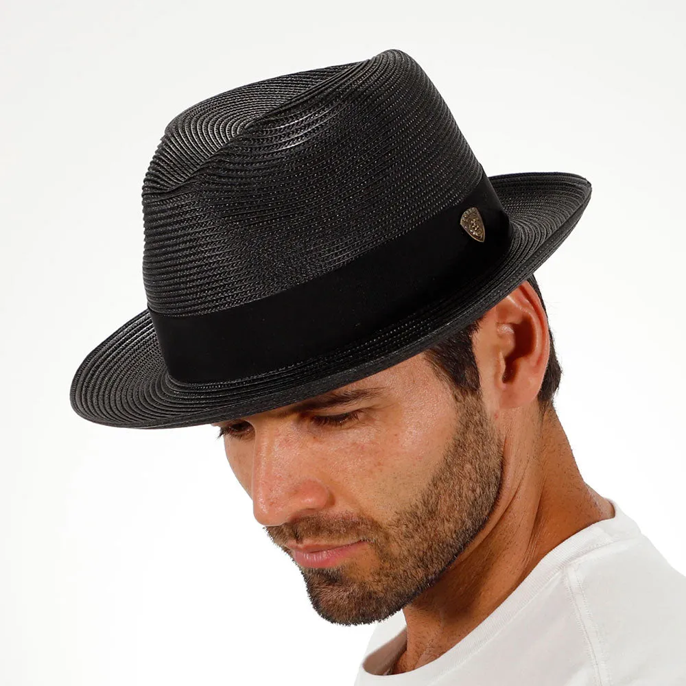 Navy Blue Straw Fedora Hat