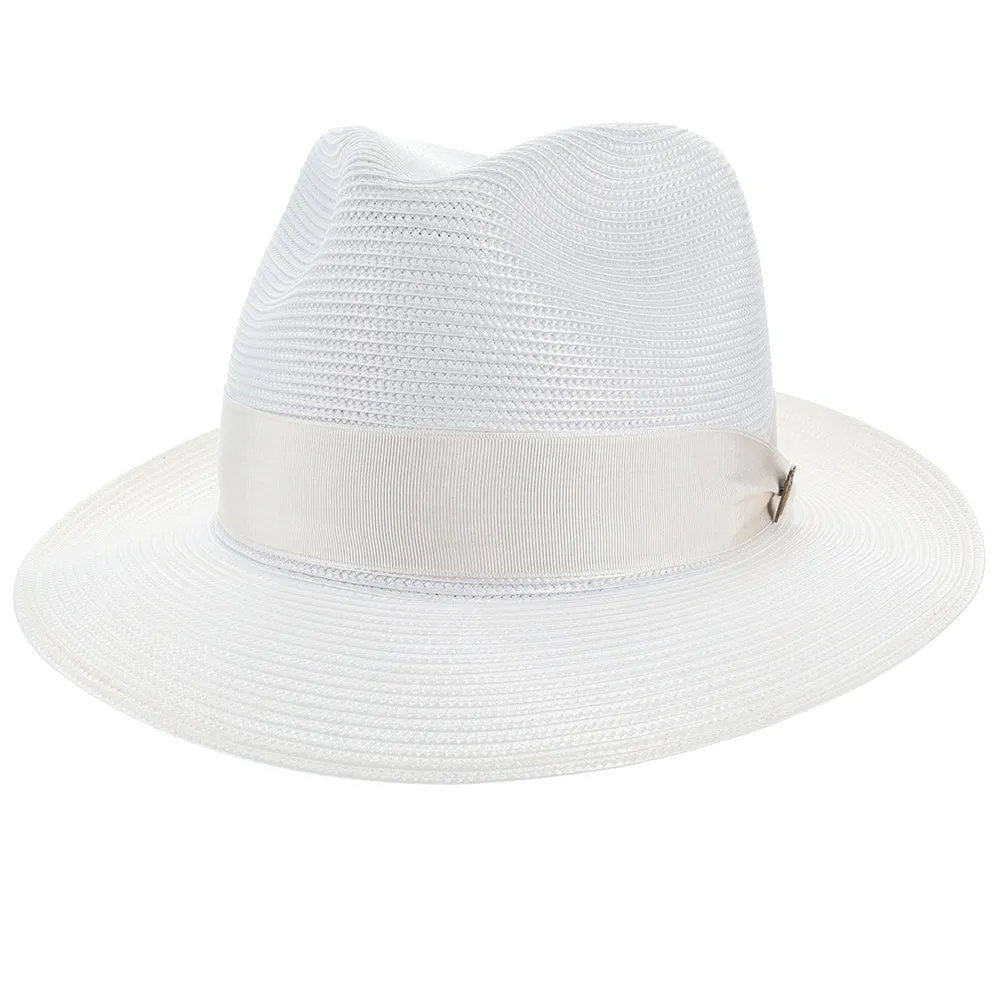 Navy Blue Straw Fedora Hat