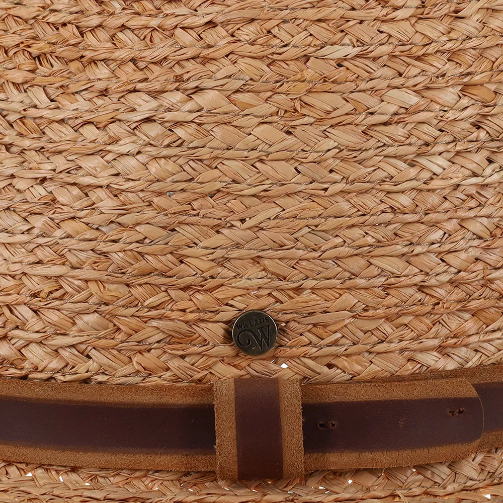 Paradise - Walrus Hats Natural Raffia Straw Fedora Hat w/ Braided Band