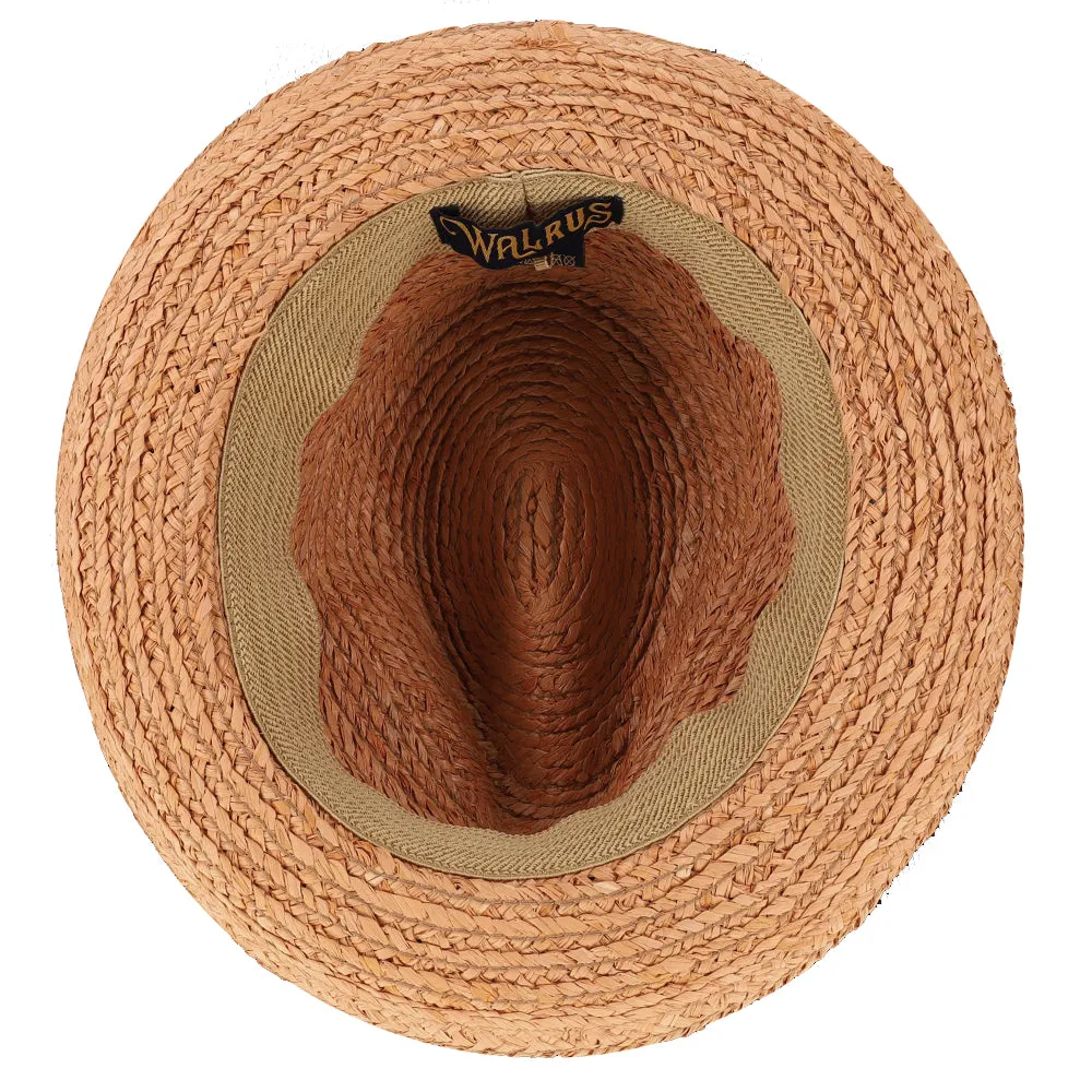 Paradise - Walrus Hats Natural Raffia Straw Fedora Hat w/ Braided Band