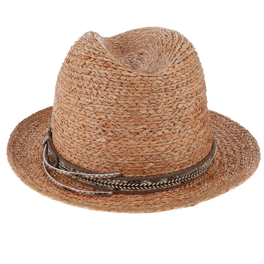 Paradise - Walrus Hats Natural Raffia Straw Fedora Hat w/ Braided Band