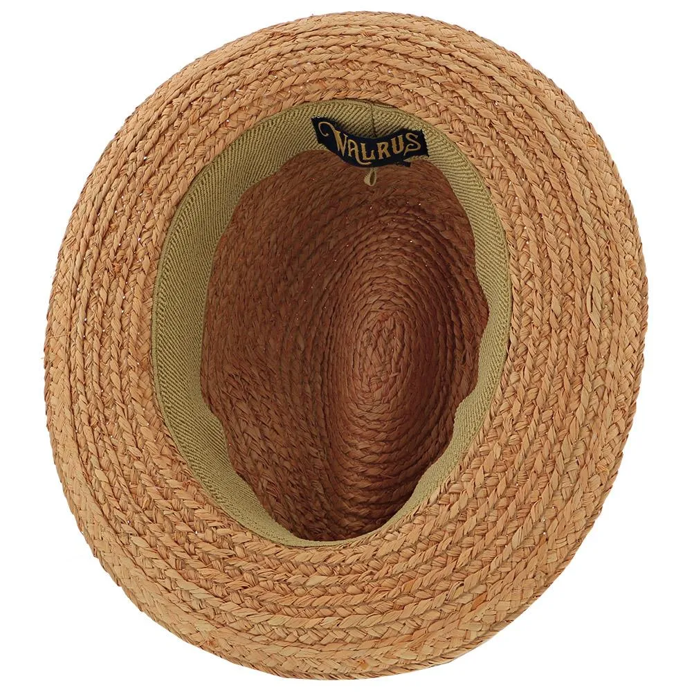 Paradise - Walrus Hats Natural Raffia Straw Fedora Hat w/ Braided Band