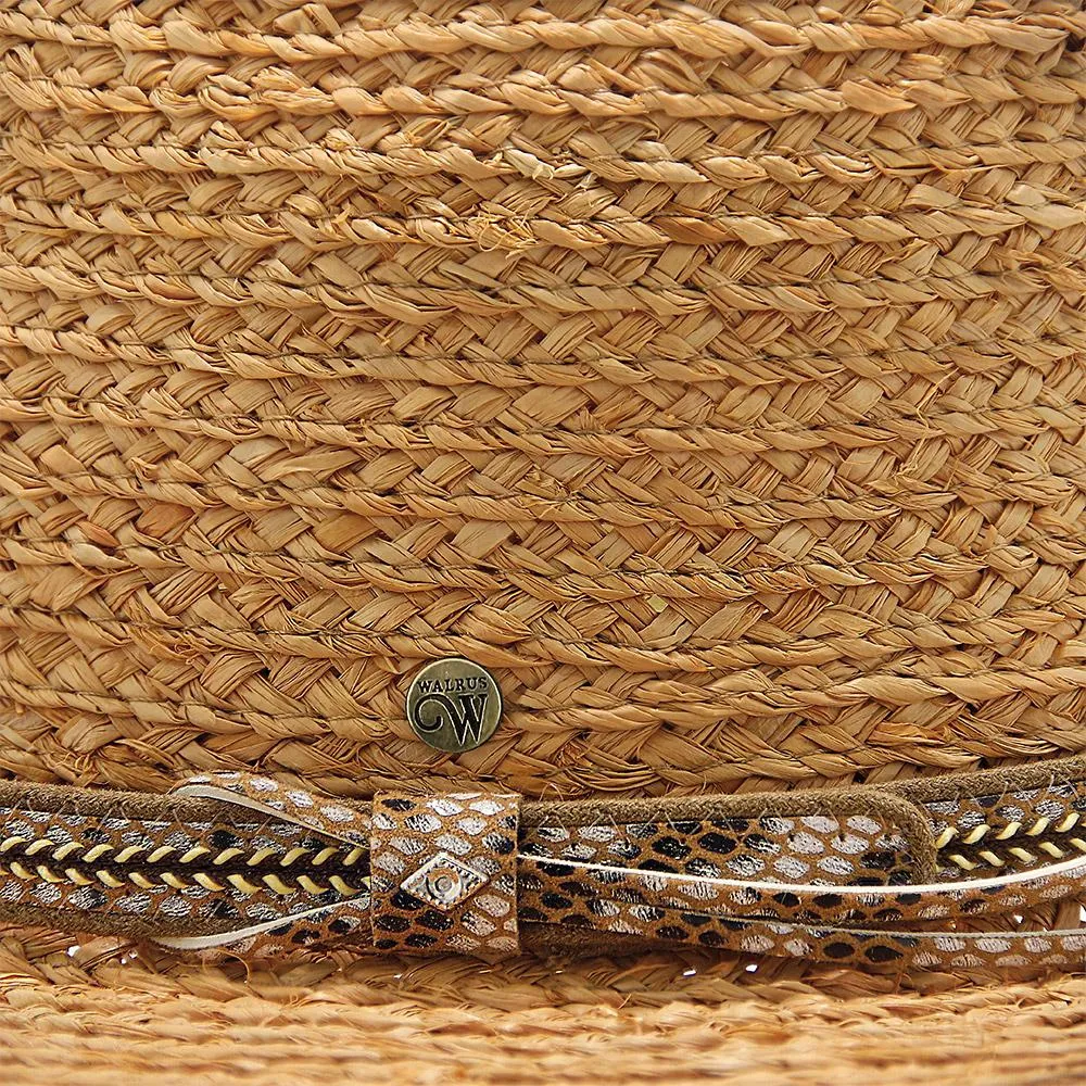 Paradise - Walrus Hats Natural Raffia Straw Fedora Hat w/ Braided Band