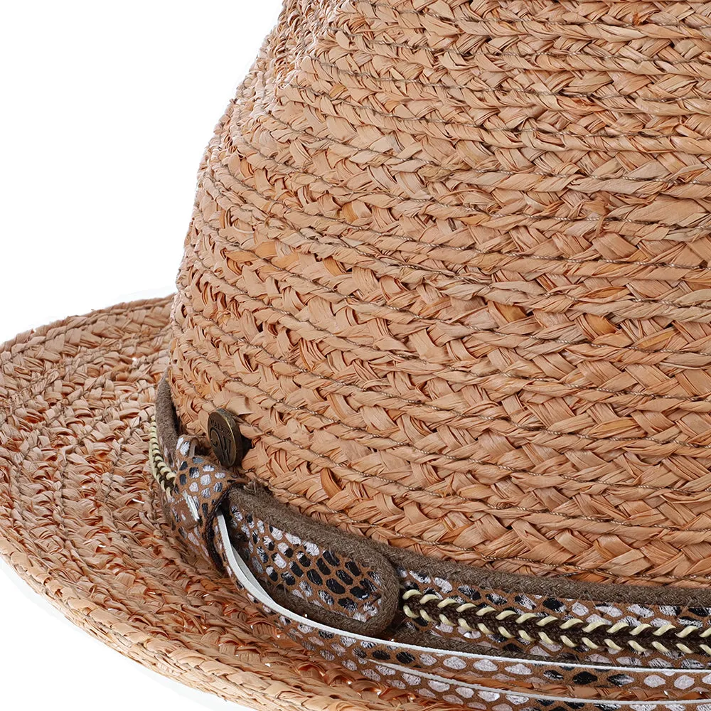 Paradise - Walrus Hats Natural Raffia Straw Fedora Hat w/ Braided Band