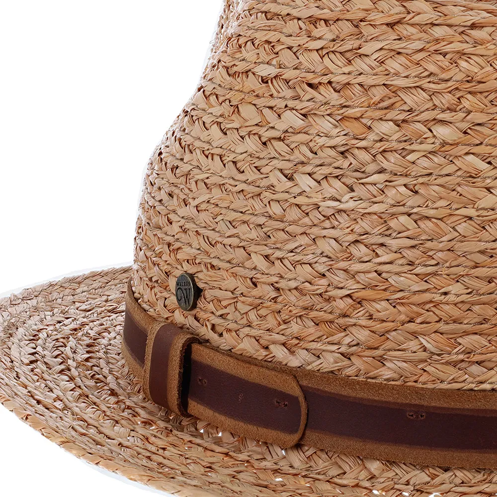 Paradise - Walrus Hats Natural Raffia Straw Fedora Hat w/ Braided Band