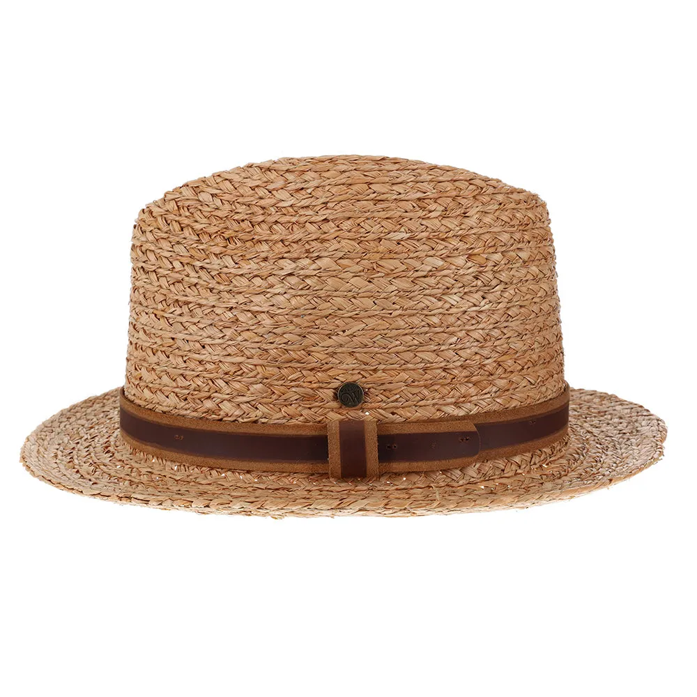 Paradise - Walrus Hats Natural Raffia Straw Fedora Hat w/ Braided Band