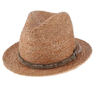 Paradise - Walrus Hats Natural Raffia Straw Fedora Hat w/ Braided Band