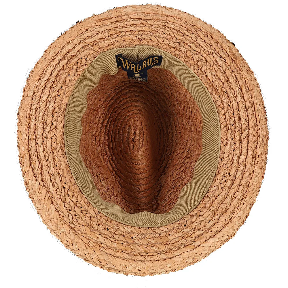 Paradise - Walrus Hats Natural Raffia Straw Fedora Hat w/ Braided Band