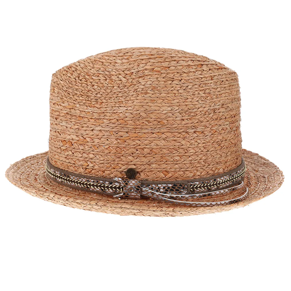 Paradise - Walrus Hats Natural Raffia Straw Fedora Hat w/ Braided Band