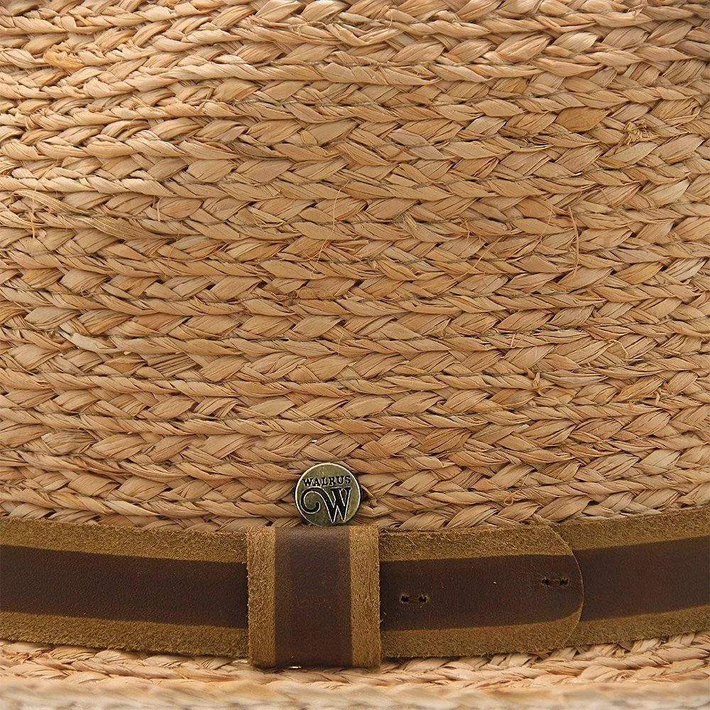 Paradise - Walrus Hats Natural Raffia Straw Fedora Hat w/ Braided Band