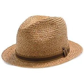 Paradise - Walrus Hats Natural Raffia Straw Fedora Hat w/ Braided Band