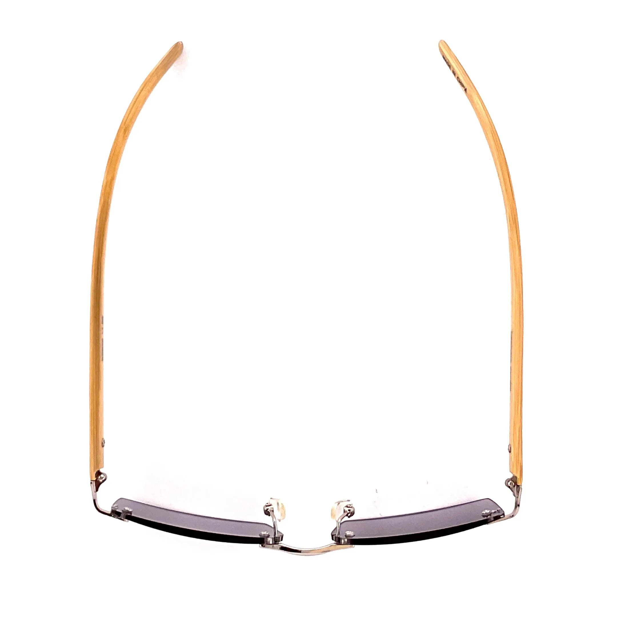 Rimless Fully Magnified Rectangular Frame Bamboo Sunglass Readers With Box