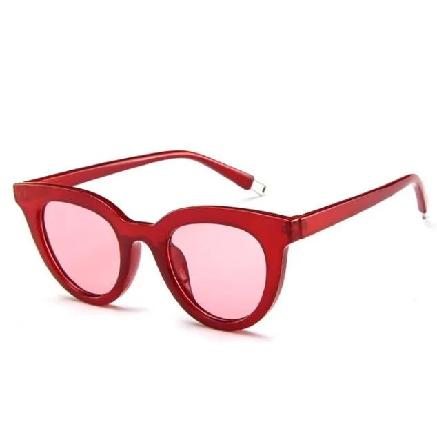 Round Retro Trendy Plastic Frame Sunglasses