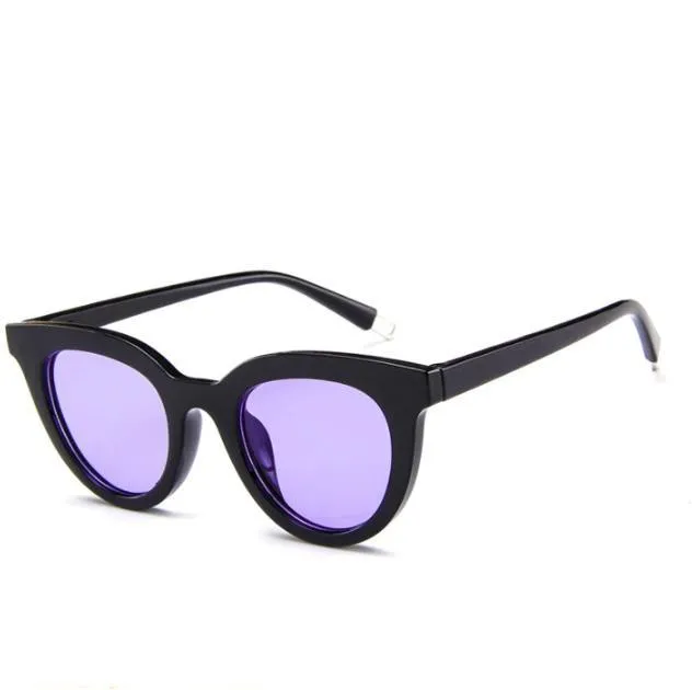 Round Retro Trendy Plastic Frame Sunglasses