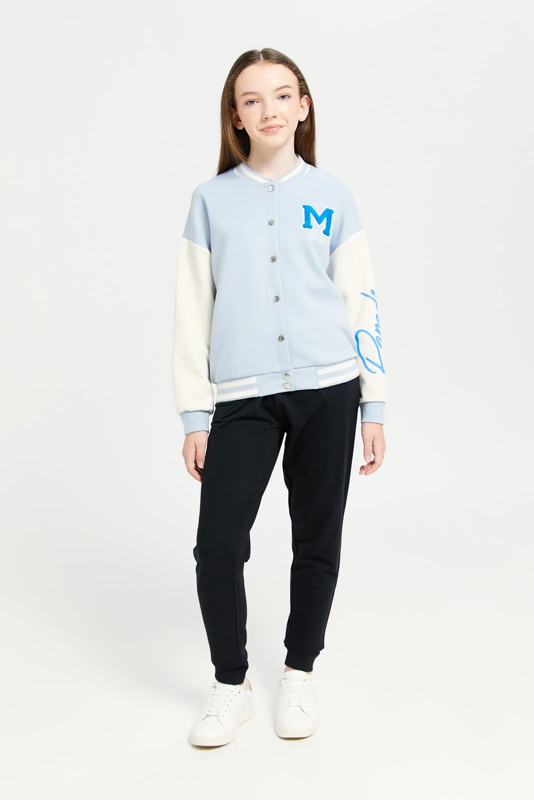 Senior Girls Blue Baseball Scuba Jacket