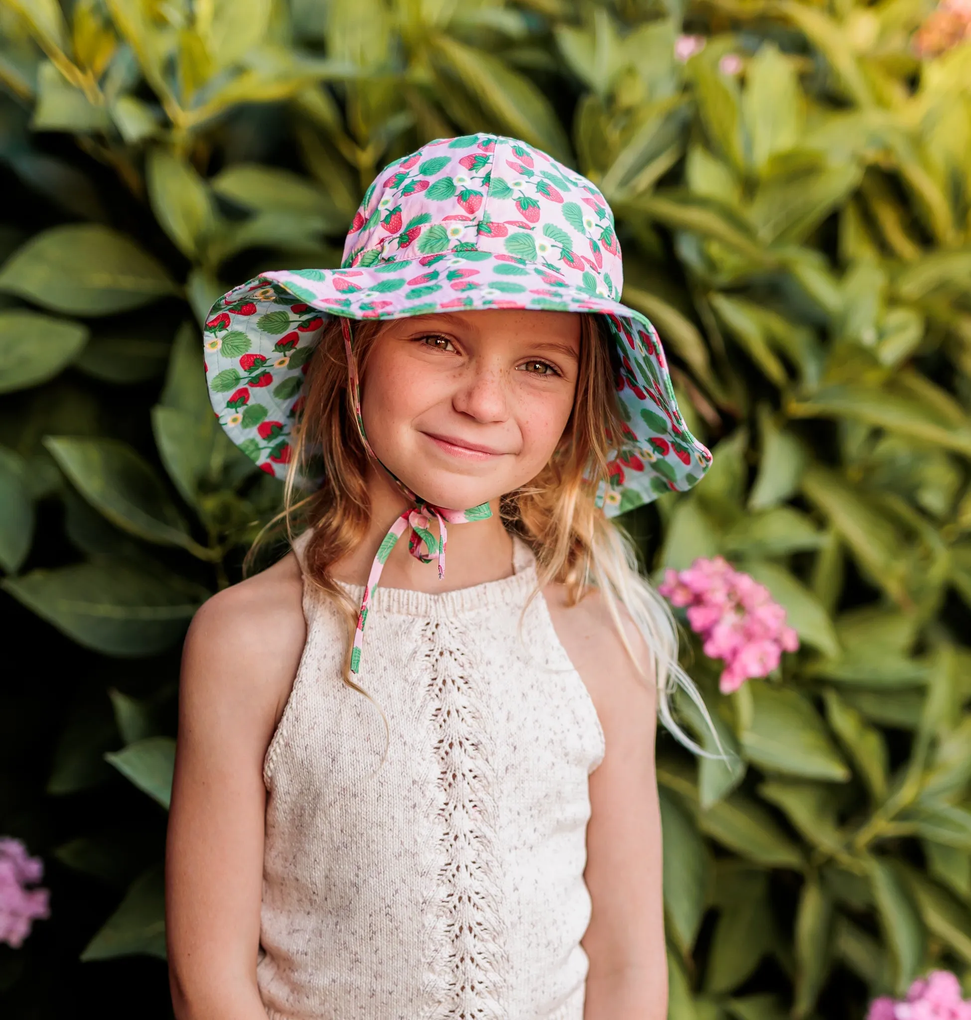 Strawberry Wide Brim Reversible Sunhat