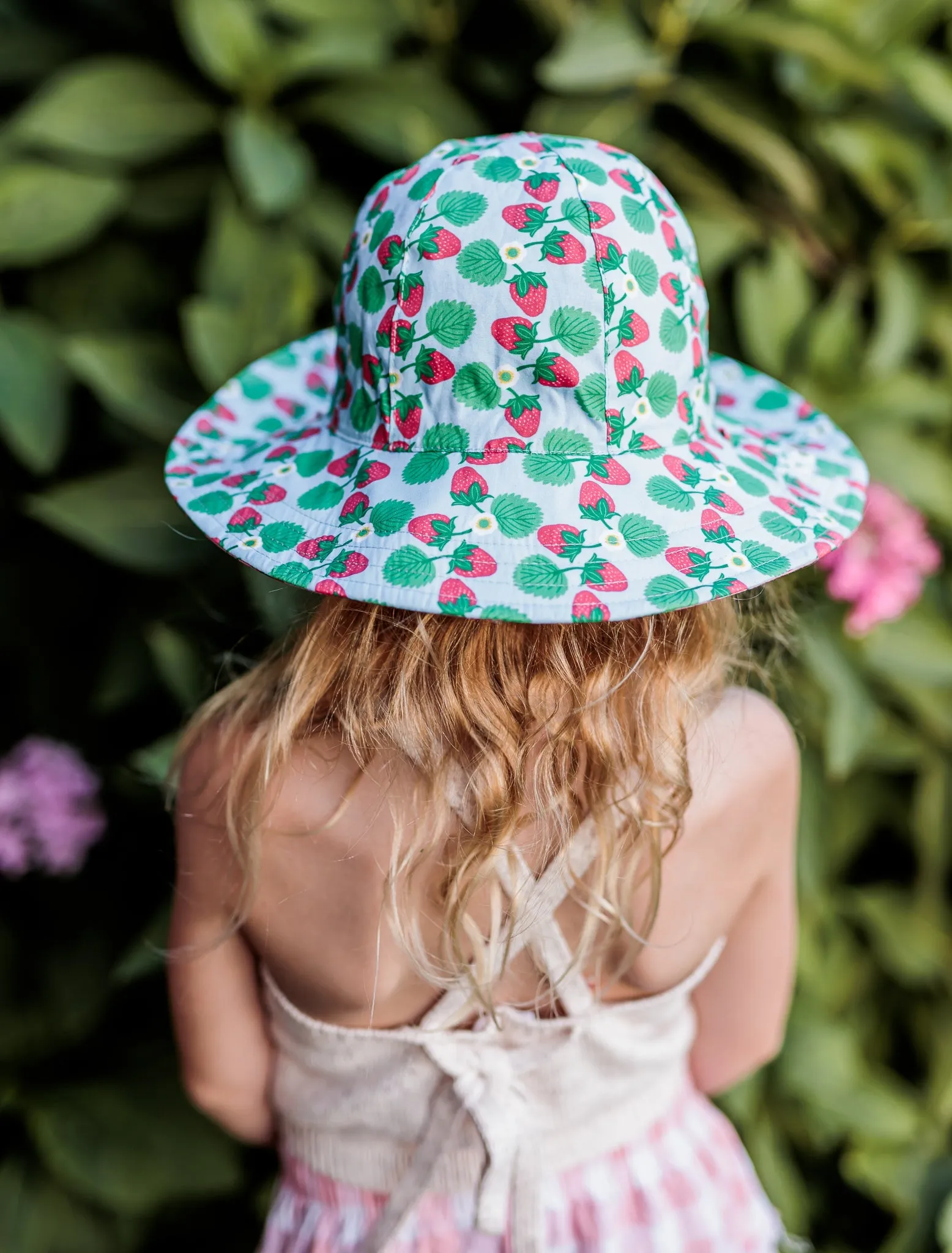 Strawberry Wide Brim Reversible Sunhat