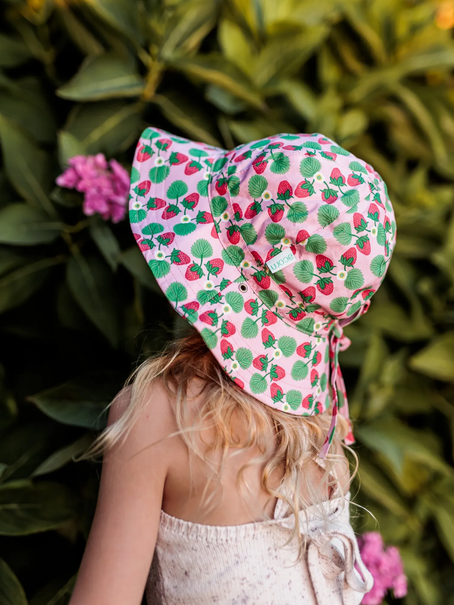 Strawberry Wide Brim Reversible Sunhat