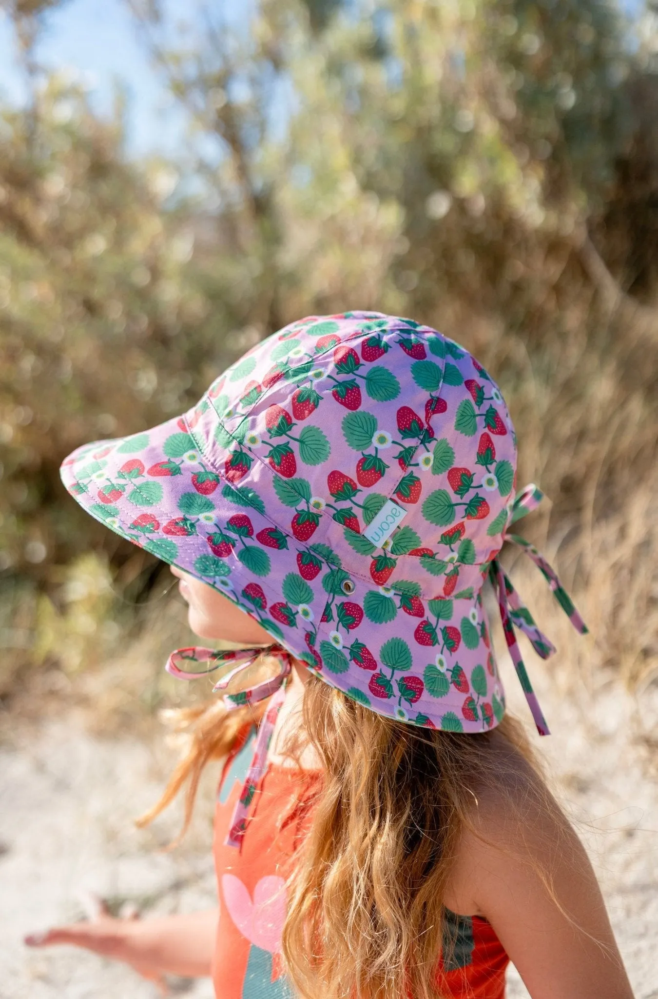 Strawberry Wide Brim Reversible Sunhat