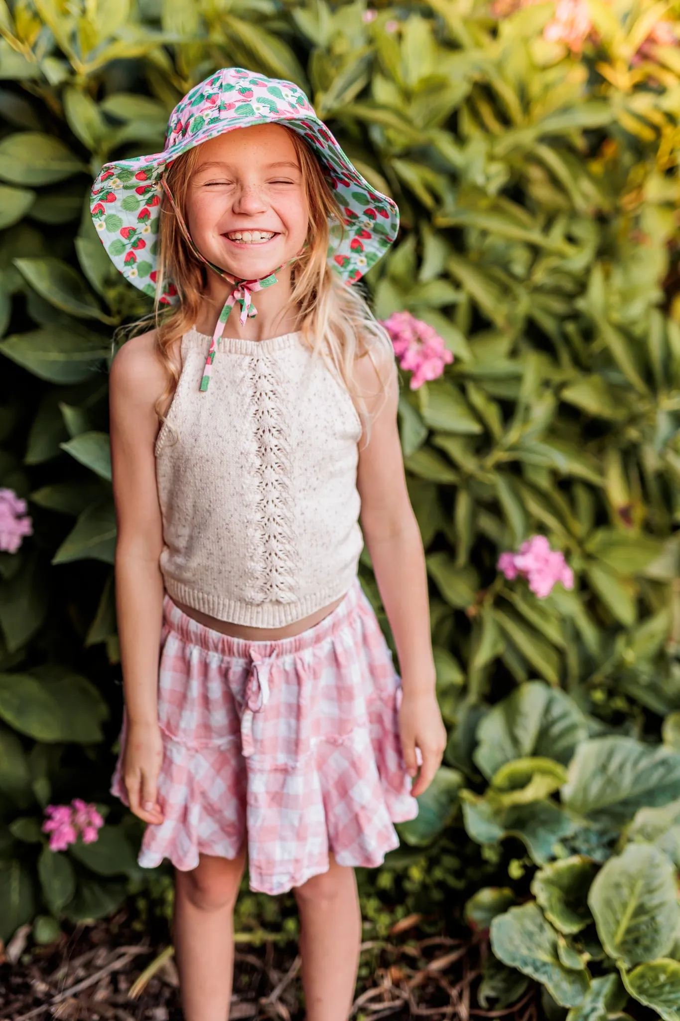 Strawberry Wide Brim Reversible Sunhat