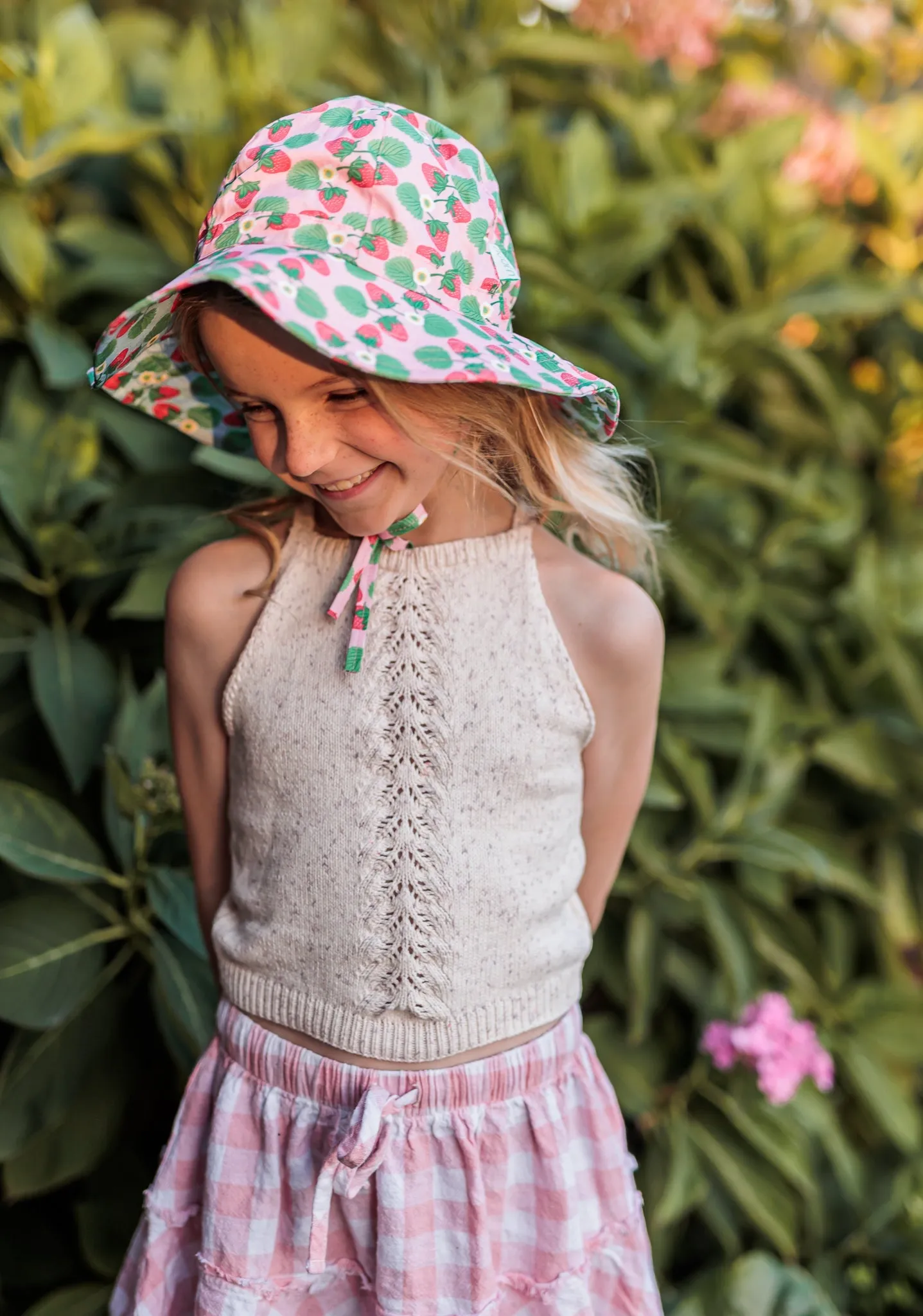 Strawberry Wide Brim Reversible Sunhat