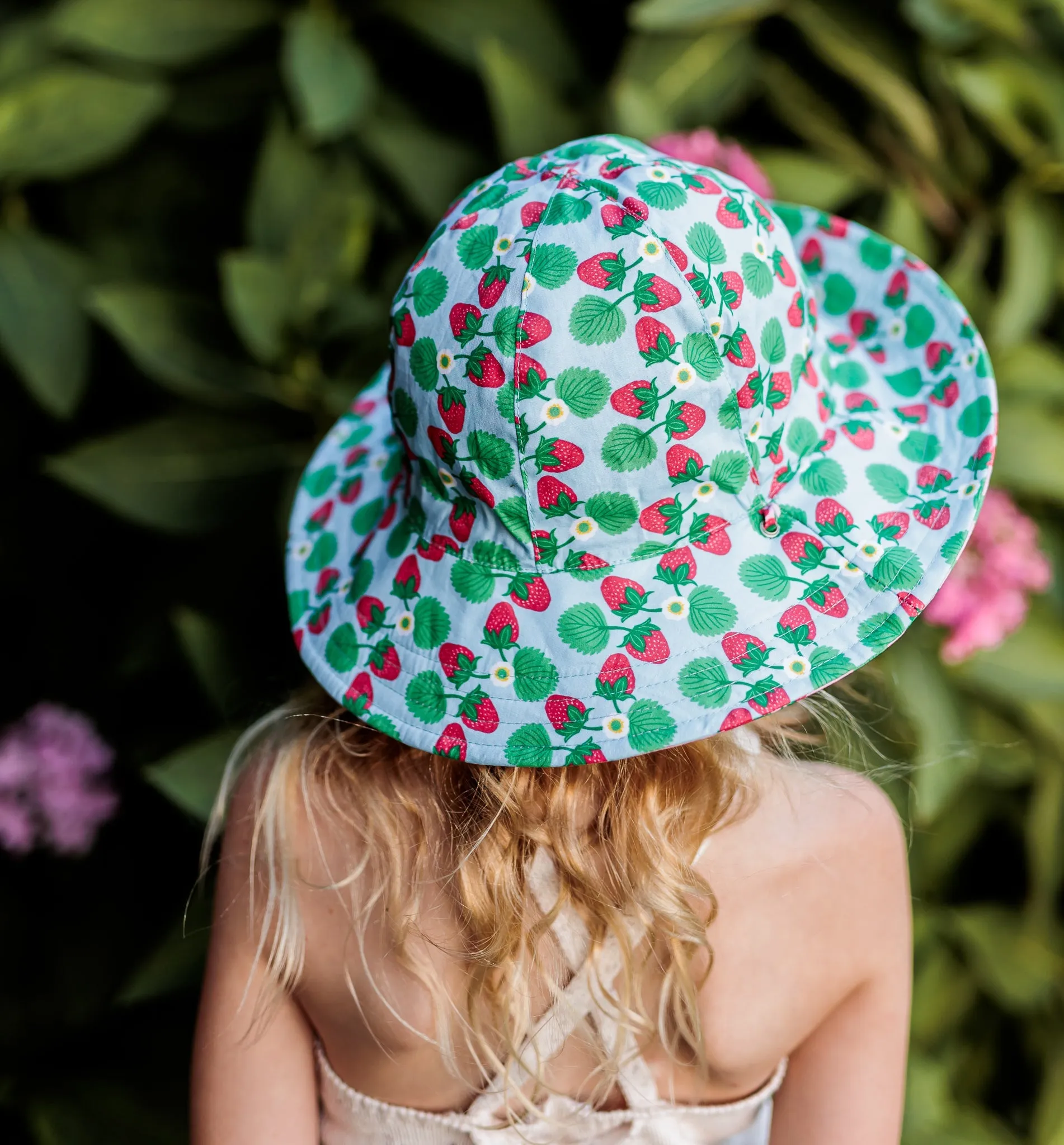 Strawberry Wide Brim Reversible Sunhat