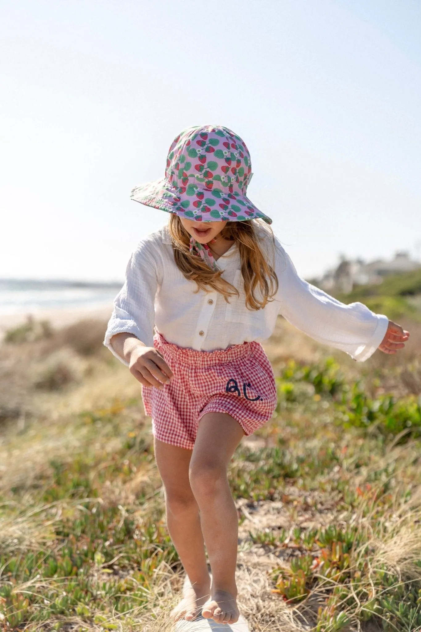 Strawberry Wide Brim Reversible Sunhat