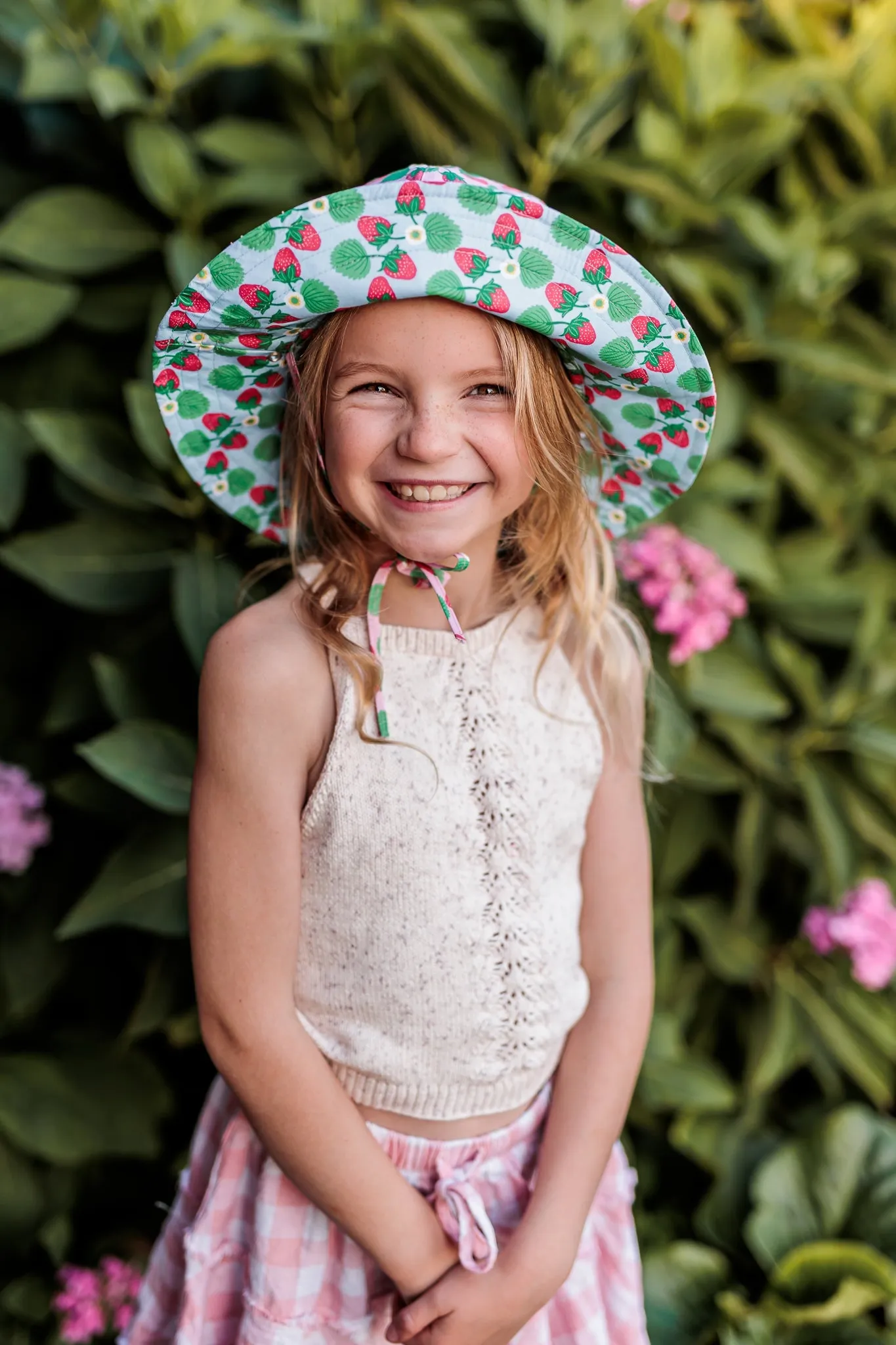 Strawberry Wide Brim Reversible Sunhat