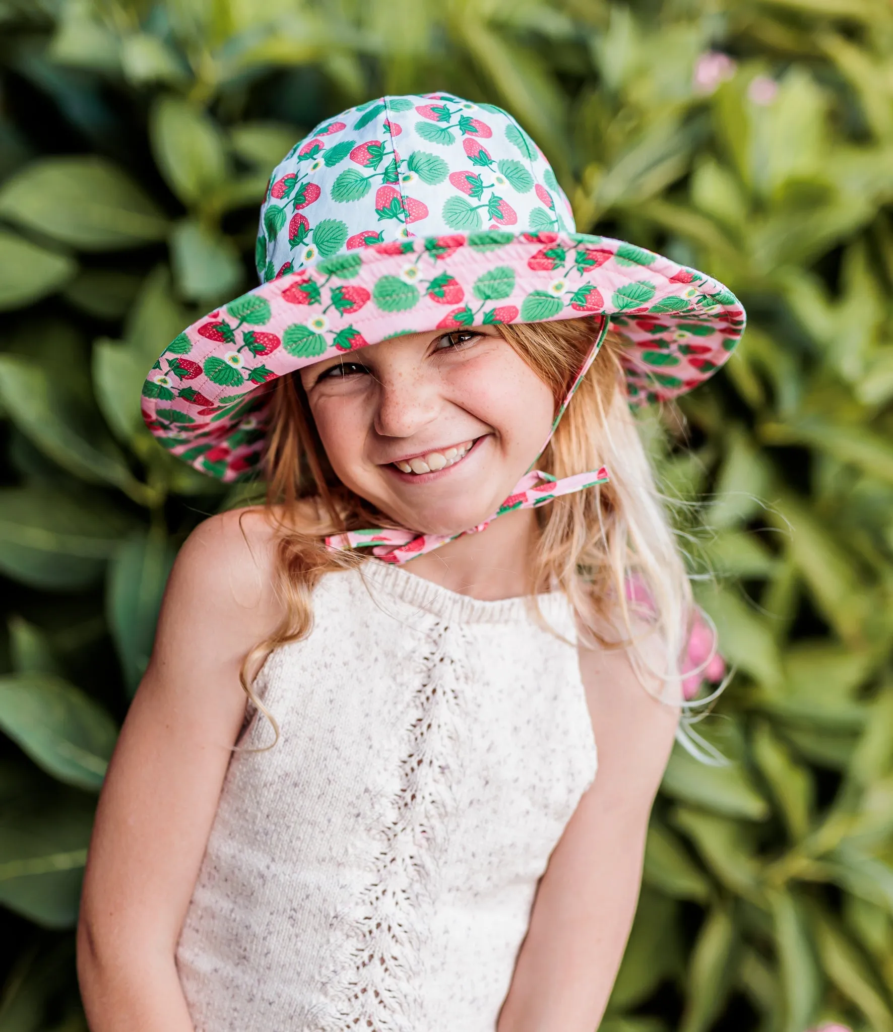 Strawberry Wide Brim Reversible Sunhat