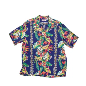 Sun Surf Hawaiian Shirt “Birds of Paradise Monstera” Navy