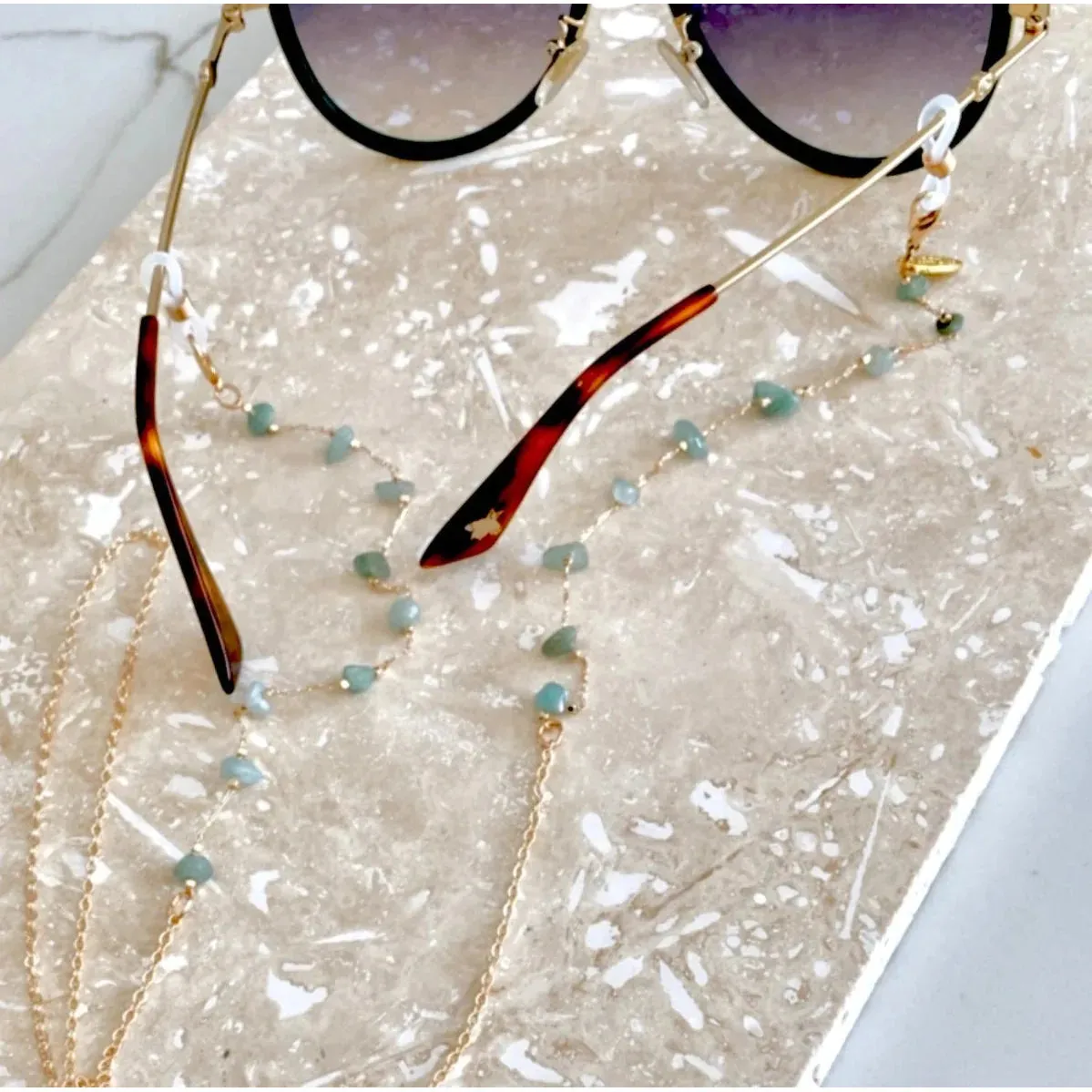 Sunglasses Chain - Delicate Aqua Rock