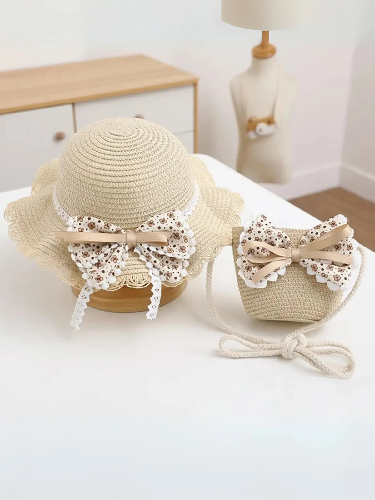 Sunny Day Out Bow Straw Hat Set