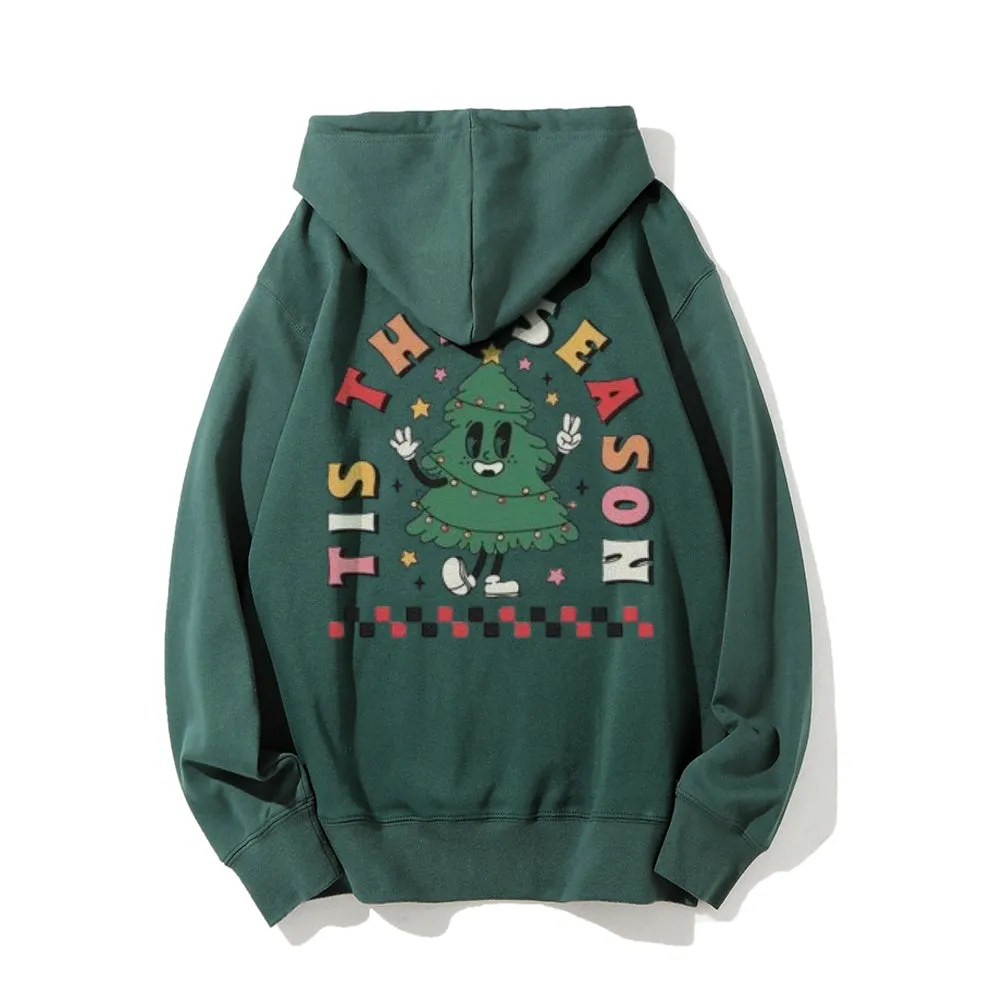 This The Season Christmas Festival Graphic Pullover With Kangaroo Pocket Hoodies