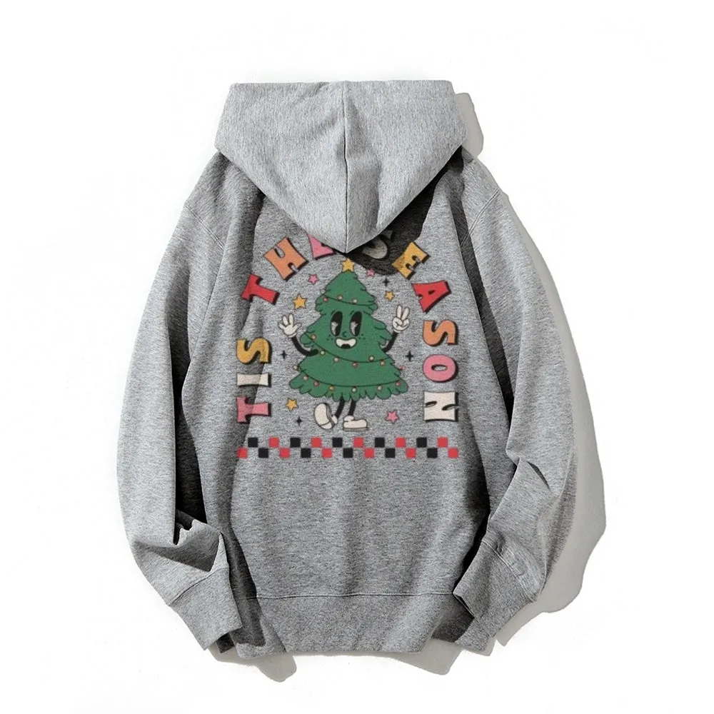 This The Season Christmas Festival Graphic Pullover With Kangaroo Pocket Hoodies