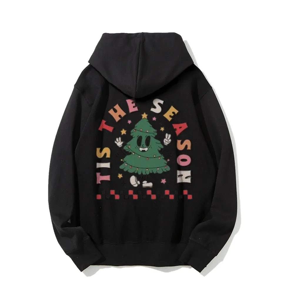 This The Season Christmas Festival Graphic Pullover With Kangaroo Pocket Hoodies