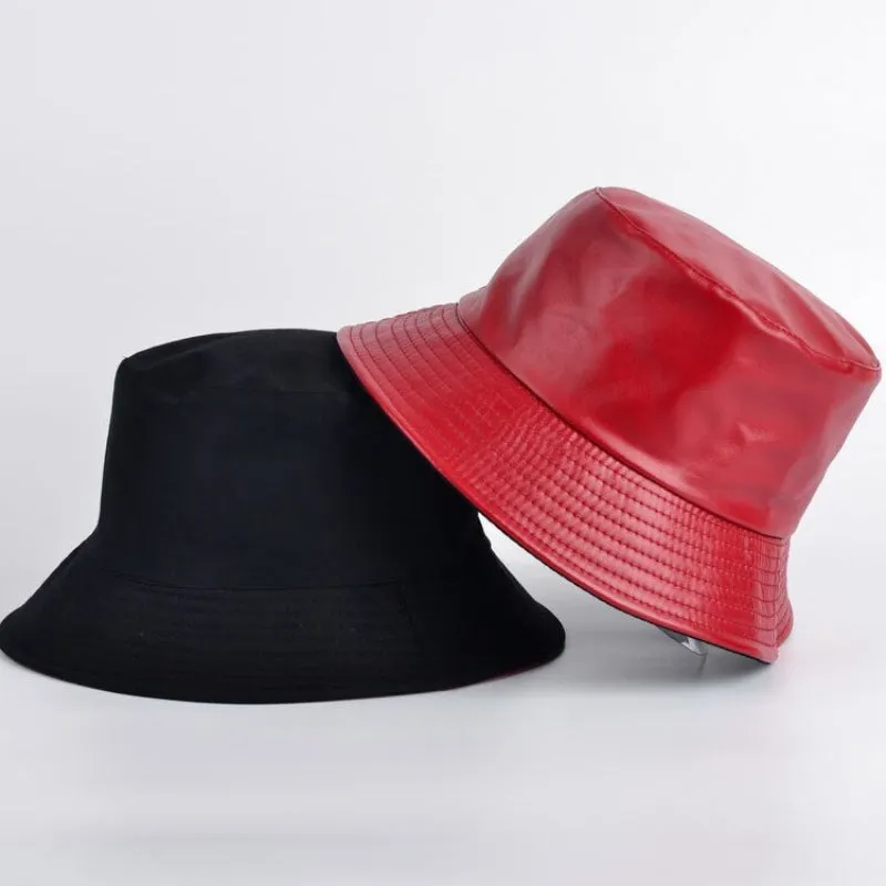 Vegan Leather Trendy Winter Bucket Hats