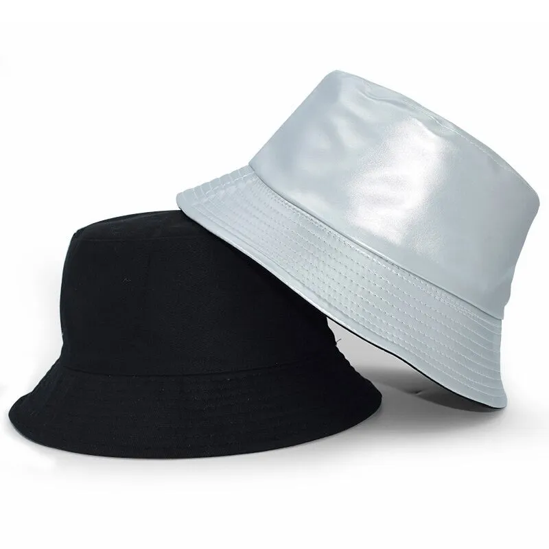 Vegan Leather Trendy Winter Bucket Hats