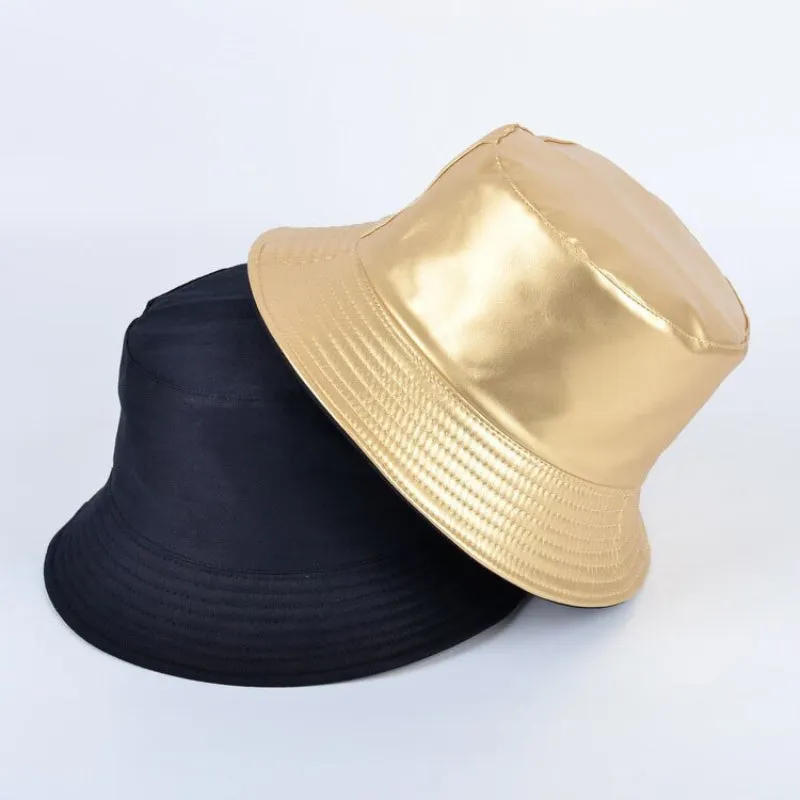 Vegan Leather Trendy Winter Bucket Hats