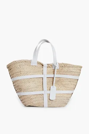 White Greta Straw Tote