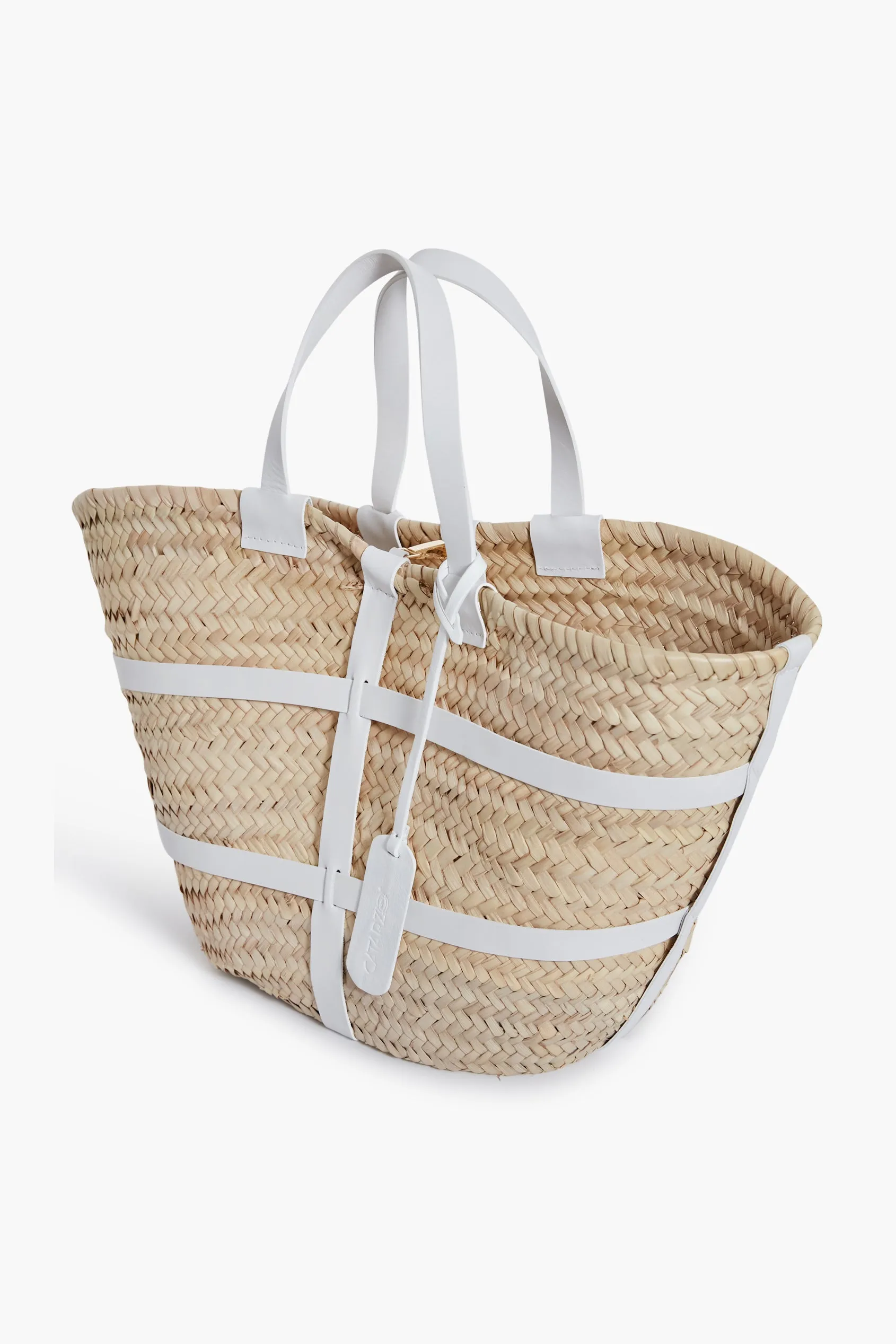 White Greta Straw Tote