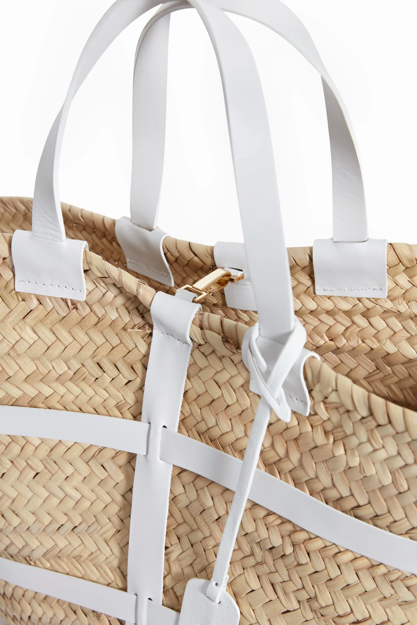 White Greta Straw Tote