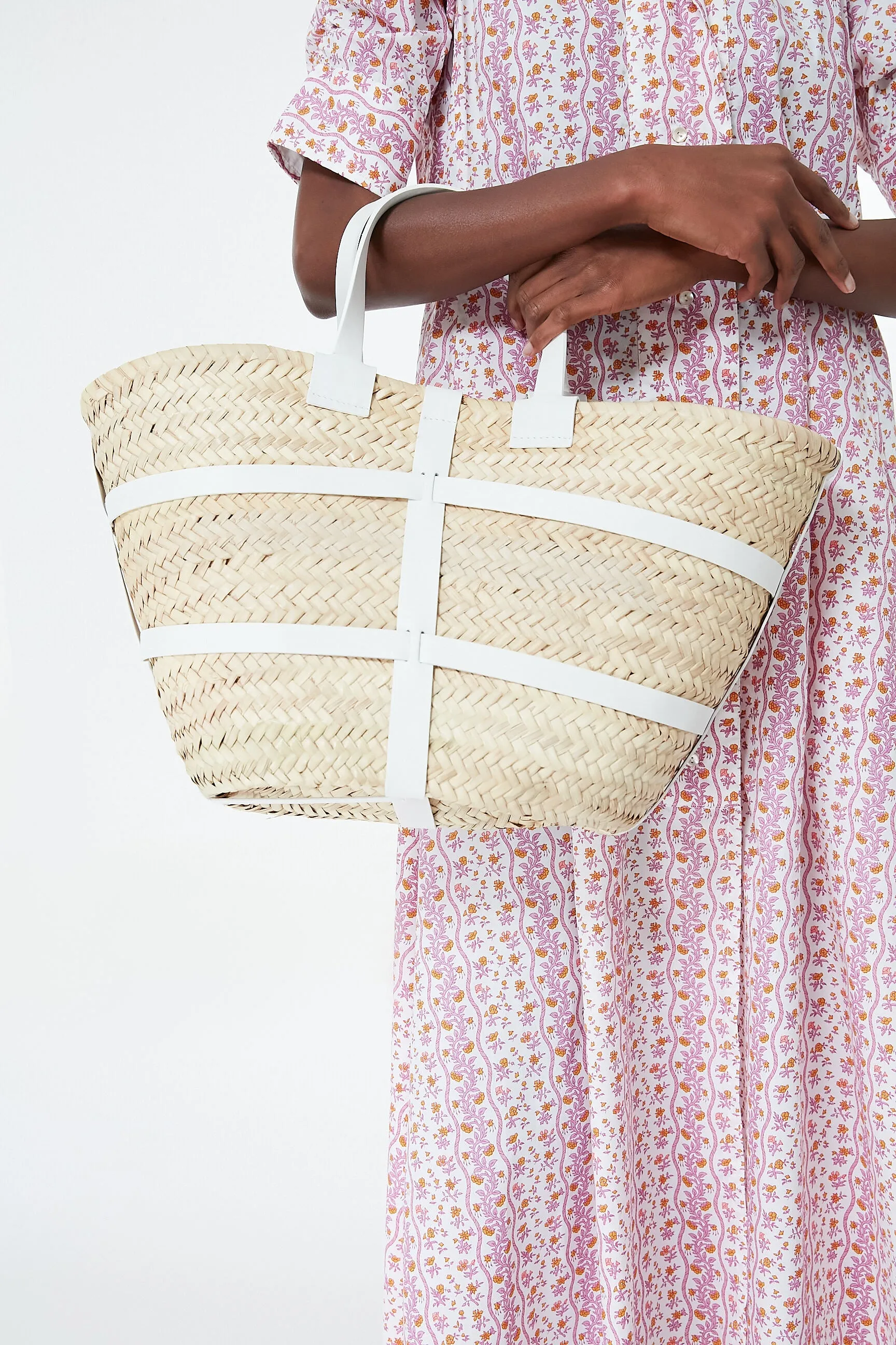 White Greta Straw Tote