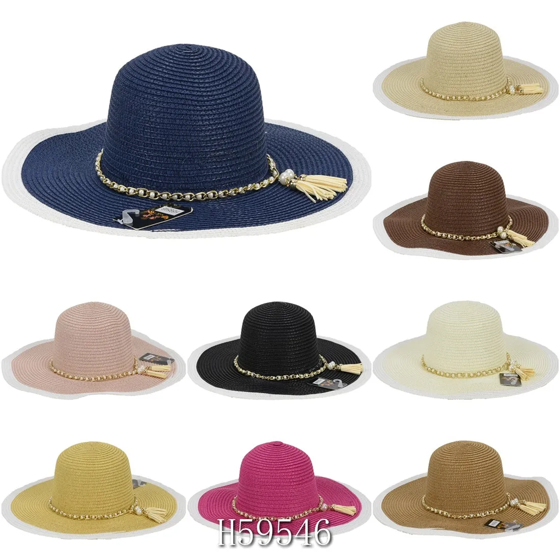 Wholesale Summer Sun Straw Hat Floppy Beach Cap H59546