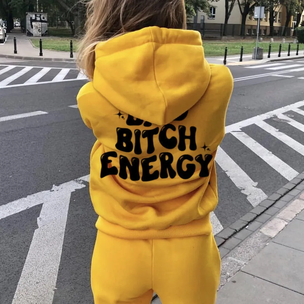 Women BAD BITCH ENERGY Graphic Hoodies