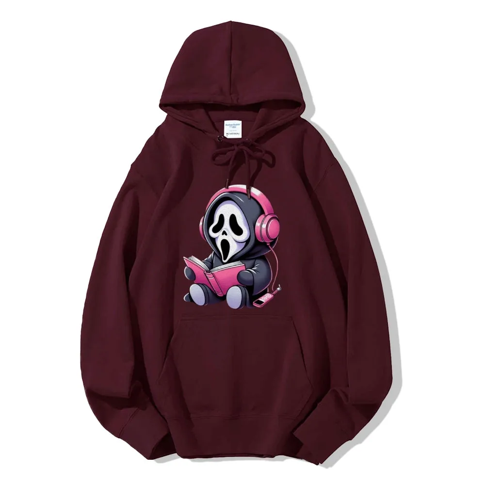 Women Cute Learning Skull Graphic Hoodies