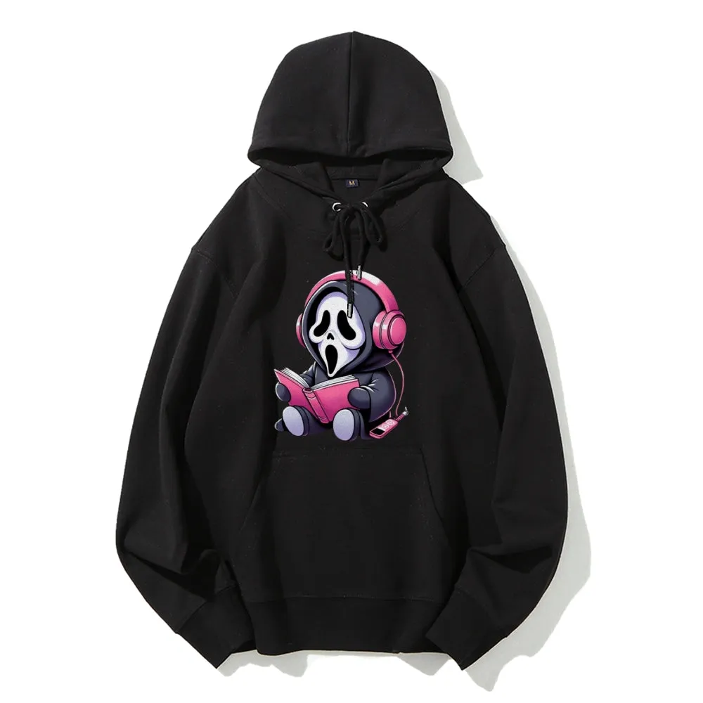 Women Cute Learning Skull Graphic Hoodies