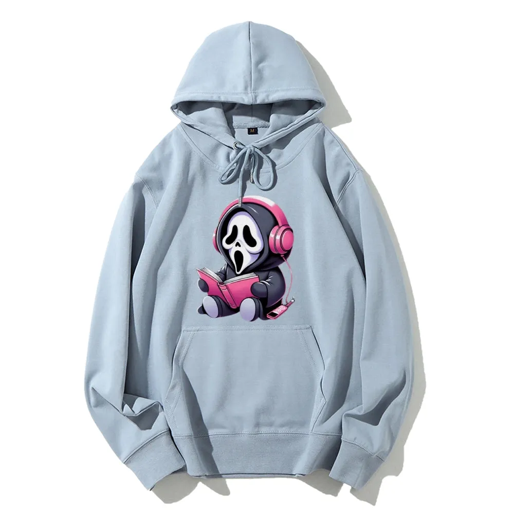 Women Cute Learning Skull Graphic Hoodies