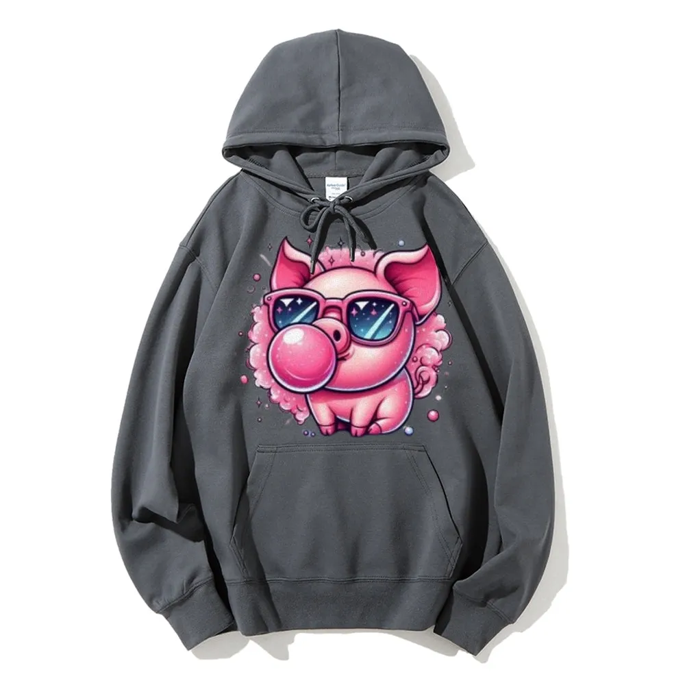 Women Cute Pink Pig Graphic Hoodies