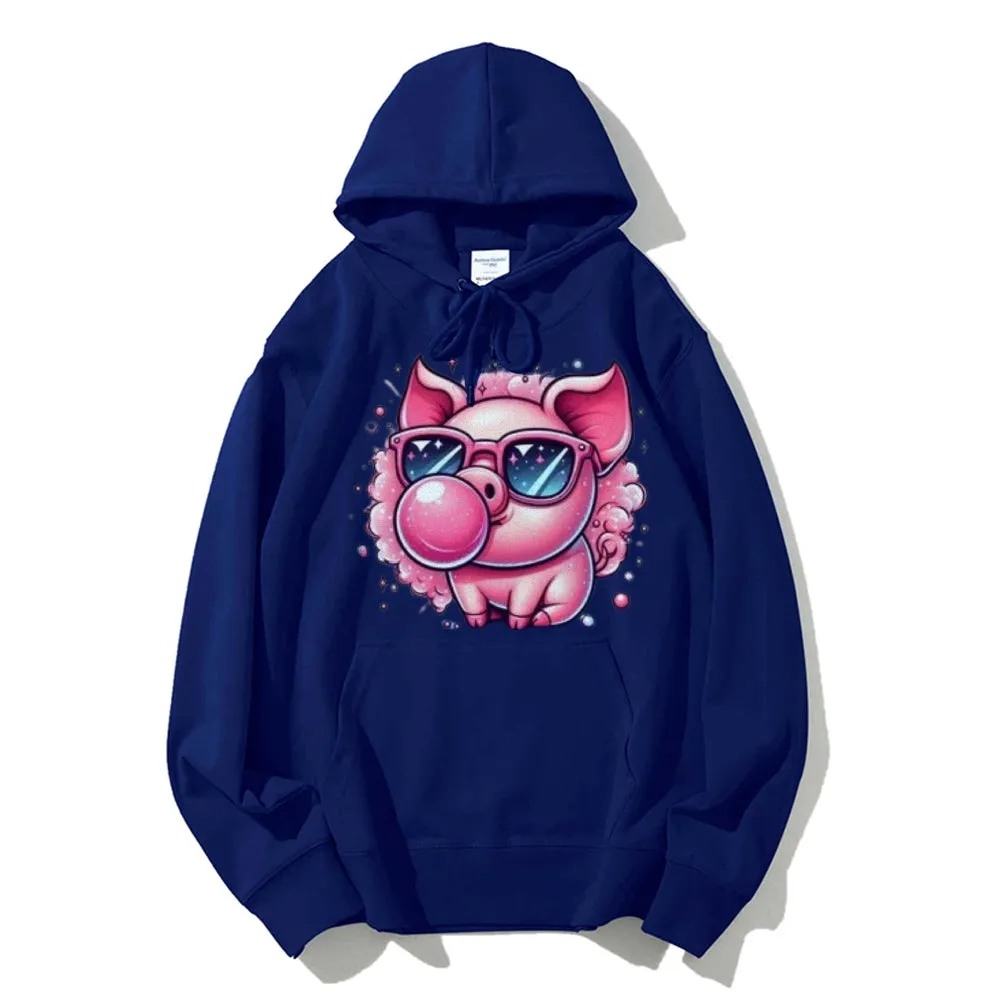 Women Cute Pink Pig Graphic Hoodies